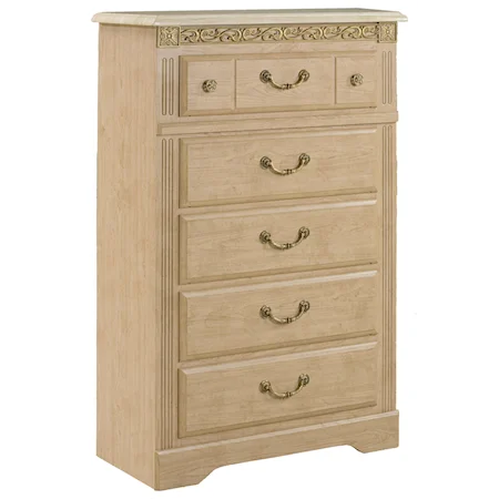 5 Drawer Chest with Faux Stone Top